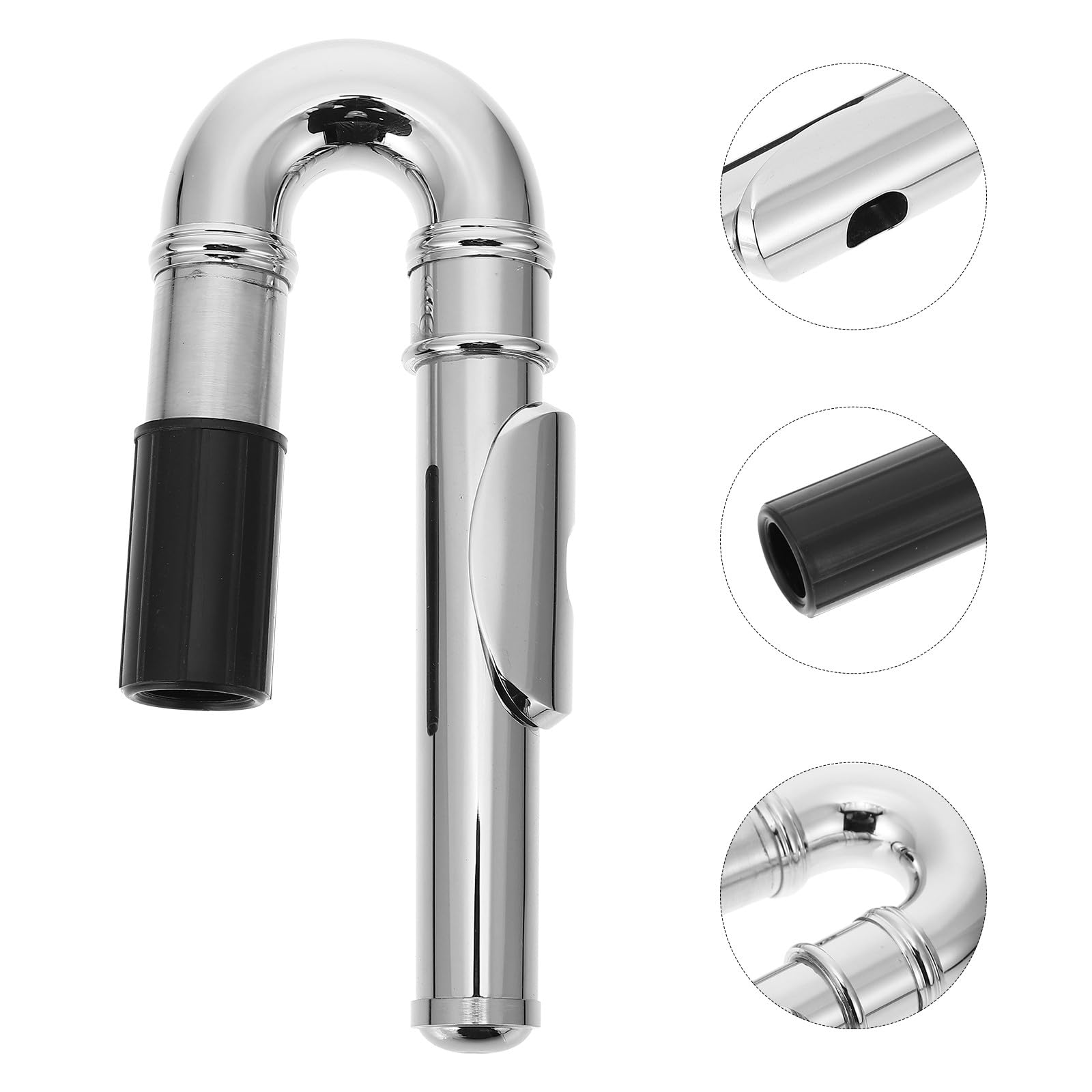 Cabezal de Flauta Travesera de Repuesto en Plata Niquelada y Plateada Alta Durabilidad y Acabado Fino para Accesorios de Instrumentos Musicales