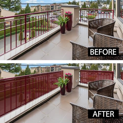 Image of HIPPO Baby Safety Net for Balcony Child Protection Stairway Safety Net Railing Guard for Kids Staircase Protector with Tie-Cords Breathable Fabric Indoor Outdoor Use (1MTX4MT, Burgundy)