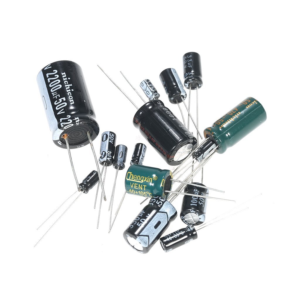 Fawoonu Electrolytic Capacitor, 120pcs 15 Values 1uF-2200uF 50V Electrolytic Capacitors Assorted Kit