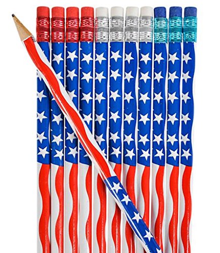 Lápices con bandera americana 7.5 pulgadas x12 miniatura 1