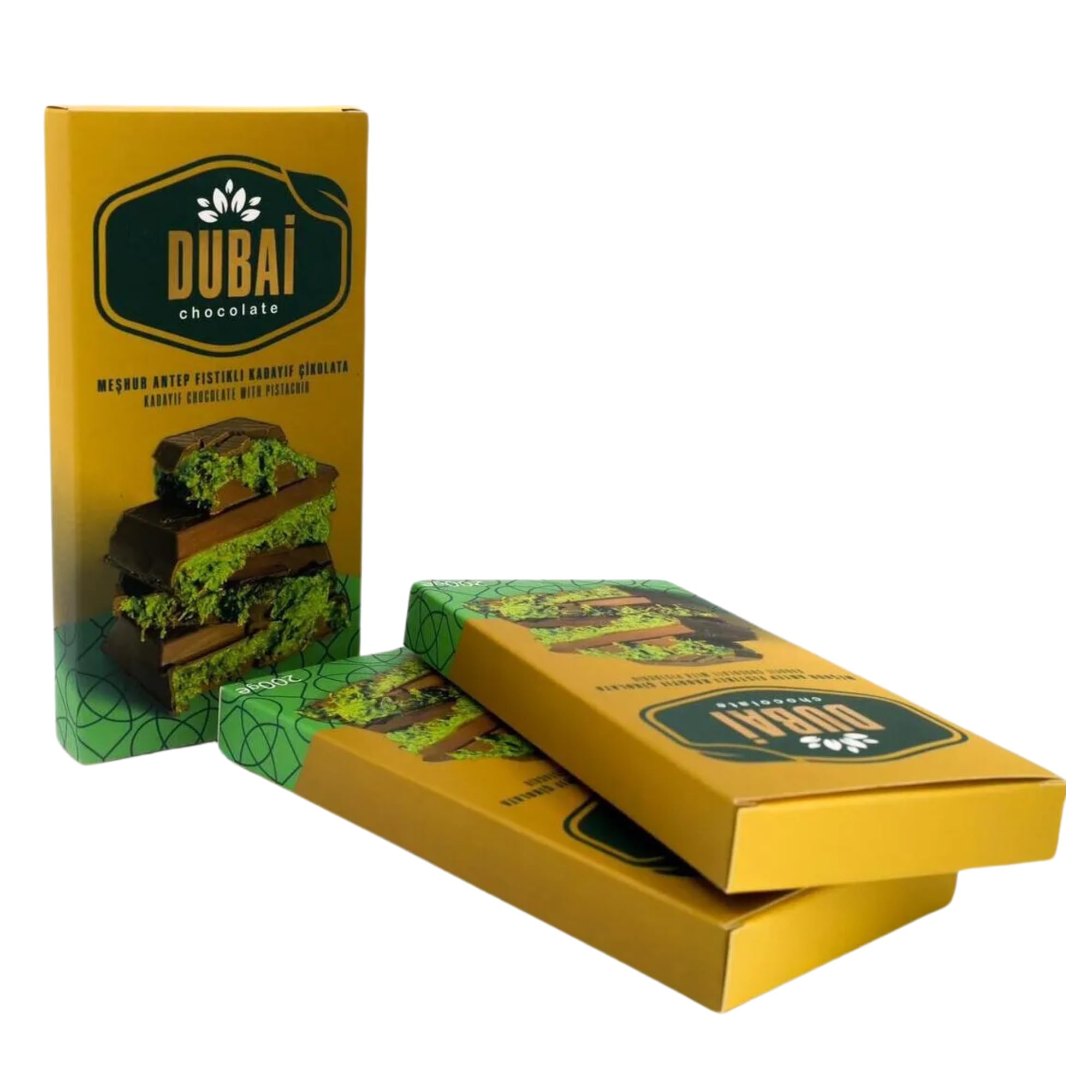 Dubai Chocolate Bar with Kadayif and Pistachio Cream 100g Dubai Kunefe knafeh Chocolate Small Gifts for Snack Treats Kids Family & Friend (3 pack)