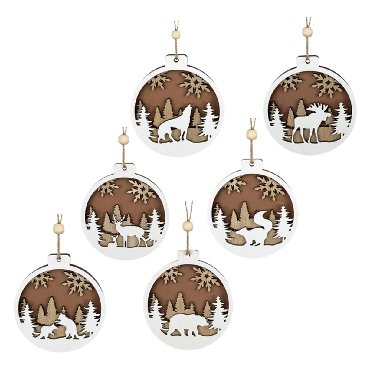 GLEAVI 5 Sätze Hölzerne Geschnitzte Weihnachtsbälle Christbaumschmuck Weihnachtsdekorationen Gnom Weihnachtsbaumschmuck Zum Aufhängen Baum Hängende Ornamente 6 Stück * 5