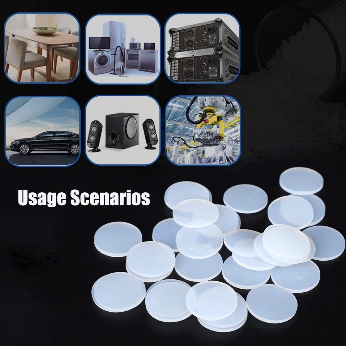 10 pcs disques ronds en caoutchouc silicone blanc, Ø 10-100mm, 2mm d’épaisseur, résistants à la chaleur, flexibles, antidérapants et antivibration, pour DIY, maison et usage industriel(100mm*2mm)