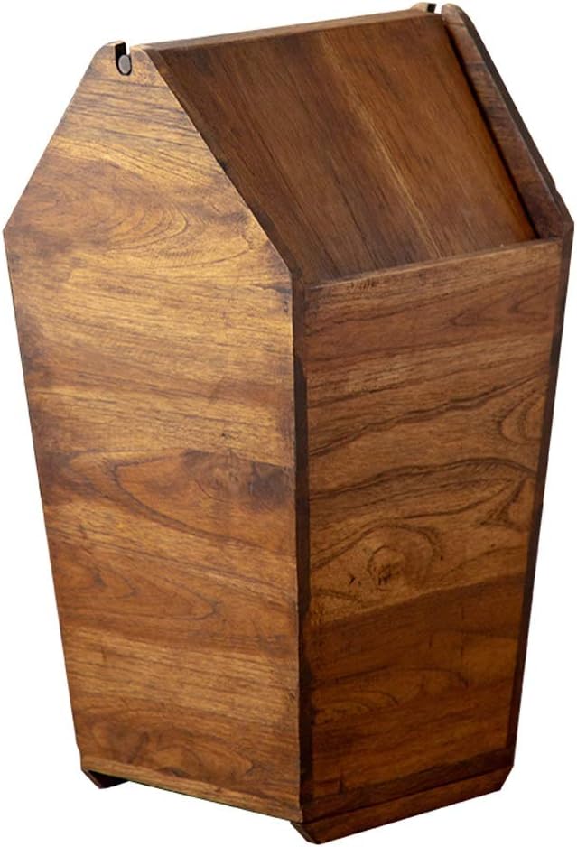 AVEO Basurero de madera con tapa, cuadrados para el hogar, sala de estar, dormitorio, interiorexterior, cubo de basura creativo, contenedores de
