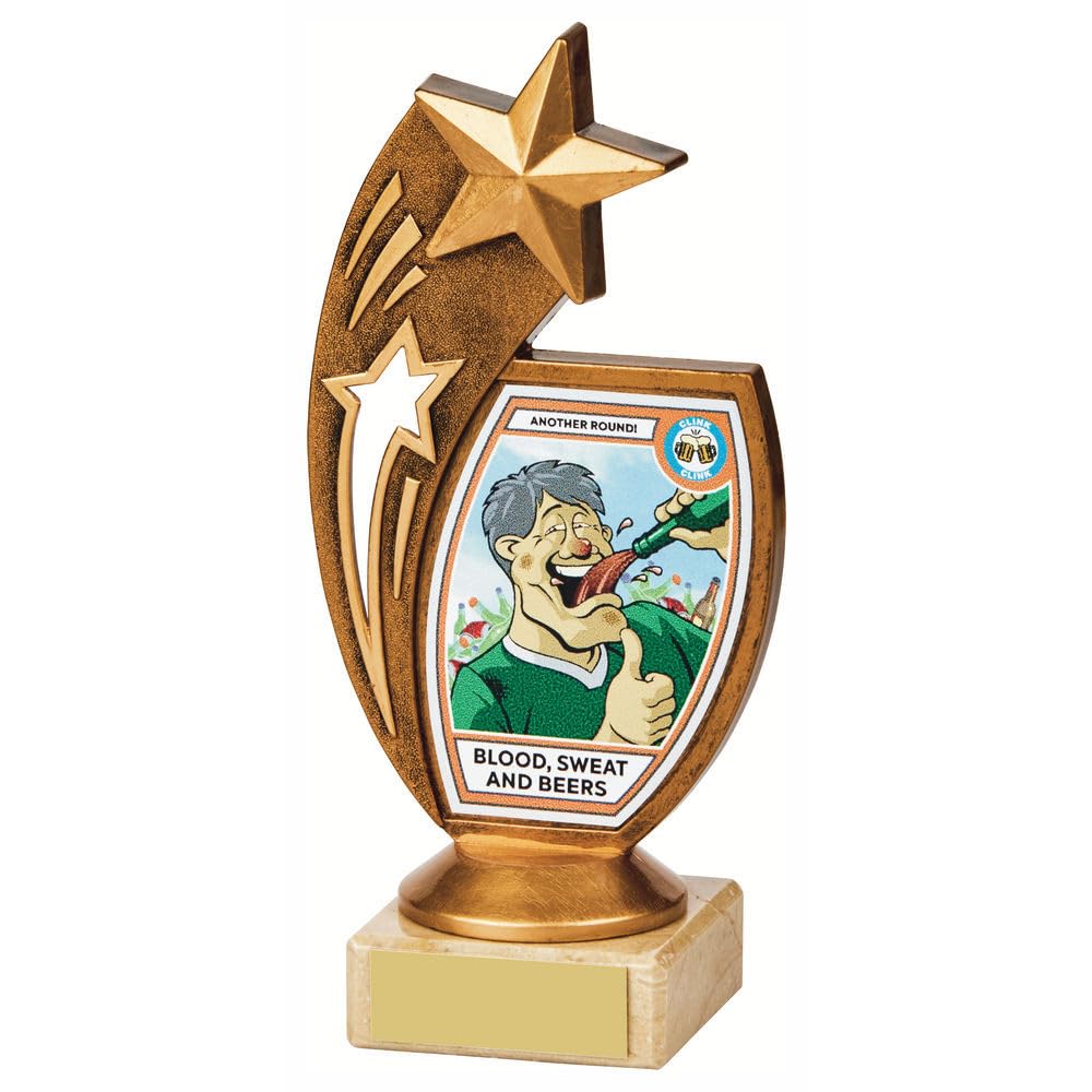 Blood Sweat And Beers Fun Football Antique gold Trophy award Fun award 170mm Free Engraving -1621A-TWT