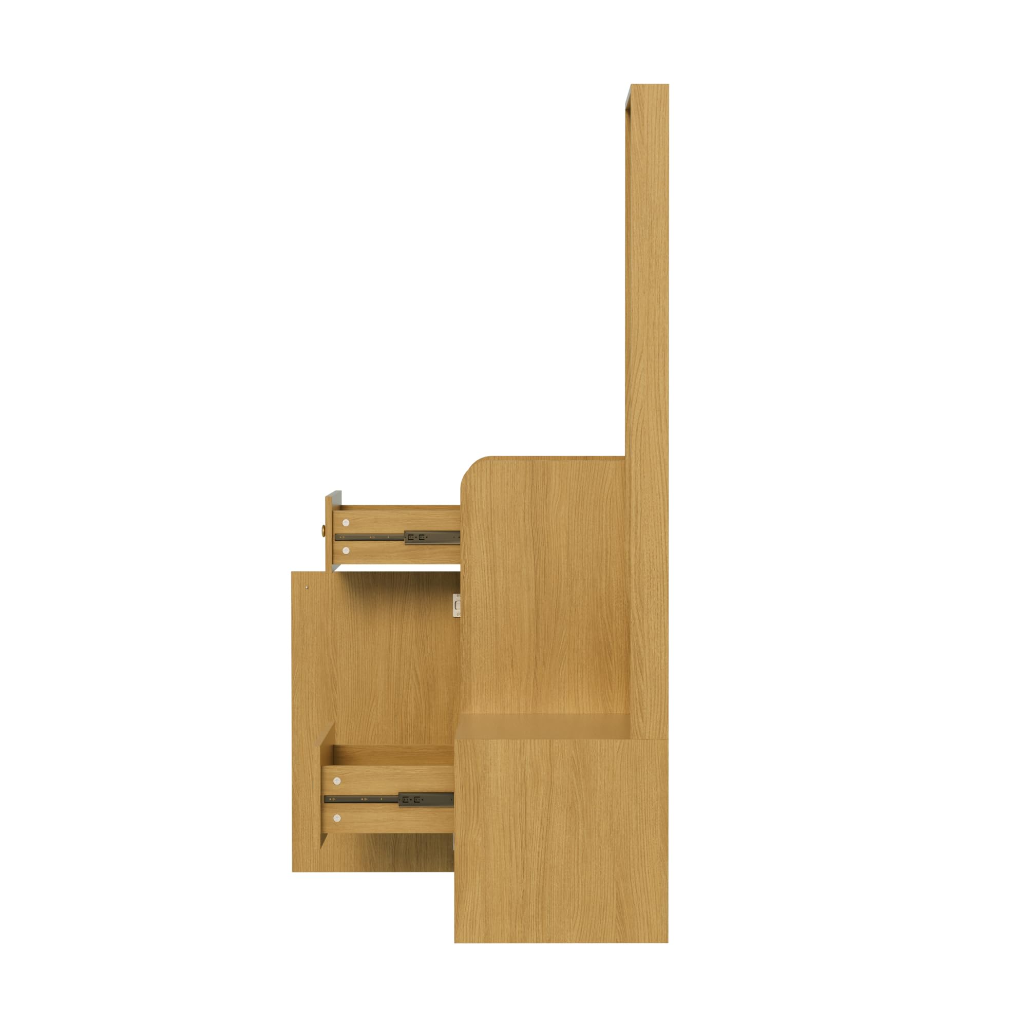Perchero compacto con espejo, estante de entrada multifuncional, color madera, 105 x 38 x 180 cm, con ganchos ajustables, cajones y zapatero