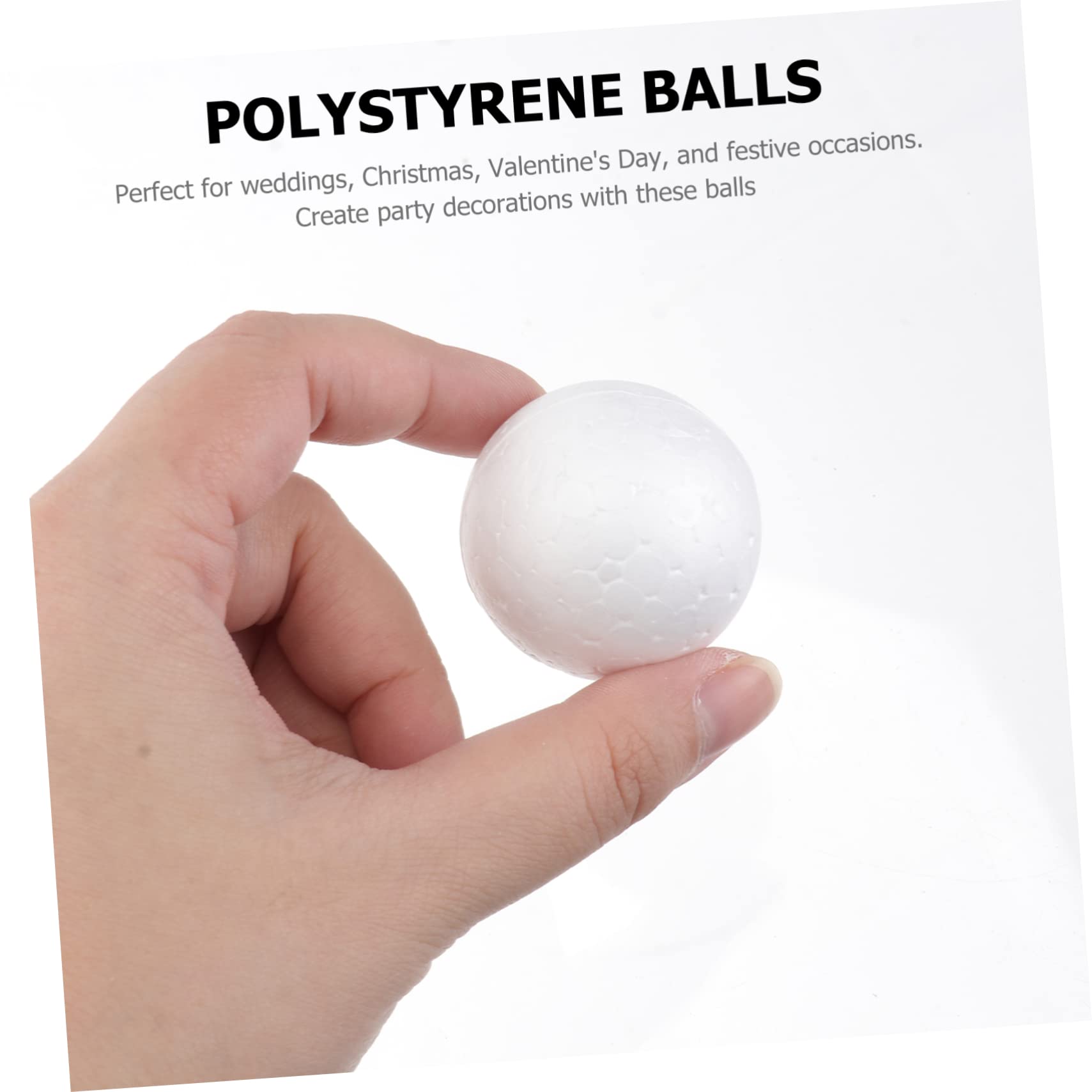 HOODANCOS 100pcs White Polystyrene Balls for DIY Crafts Wedding Decorations and Christmas Ornaments Solid Round Spheres for Arts Modeling and Festive Celebrations - Image 2