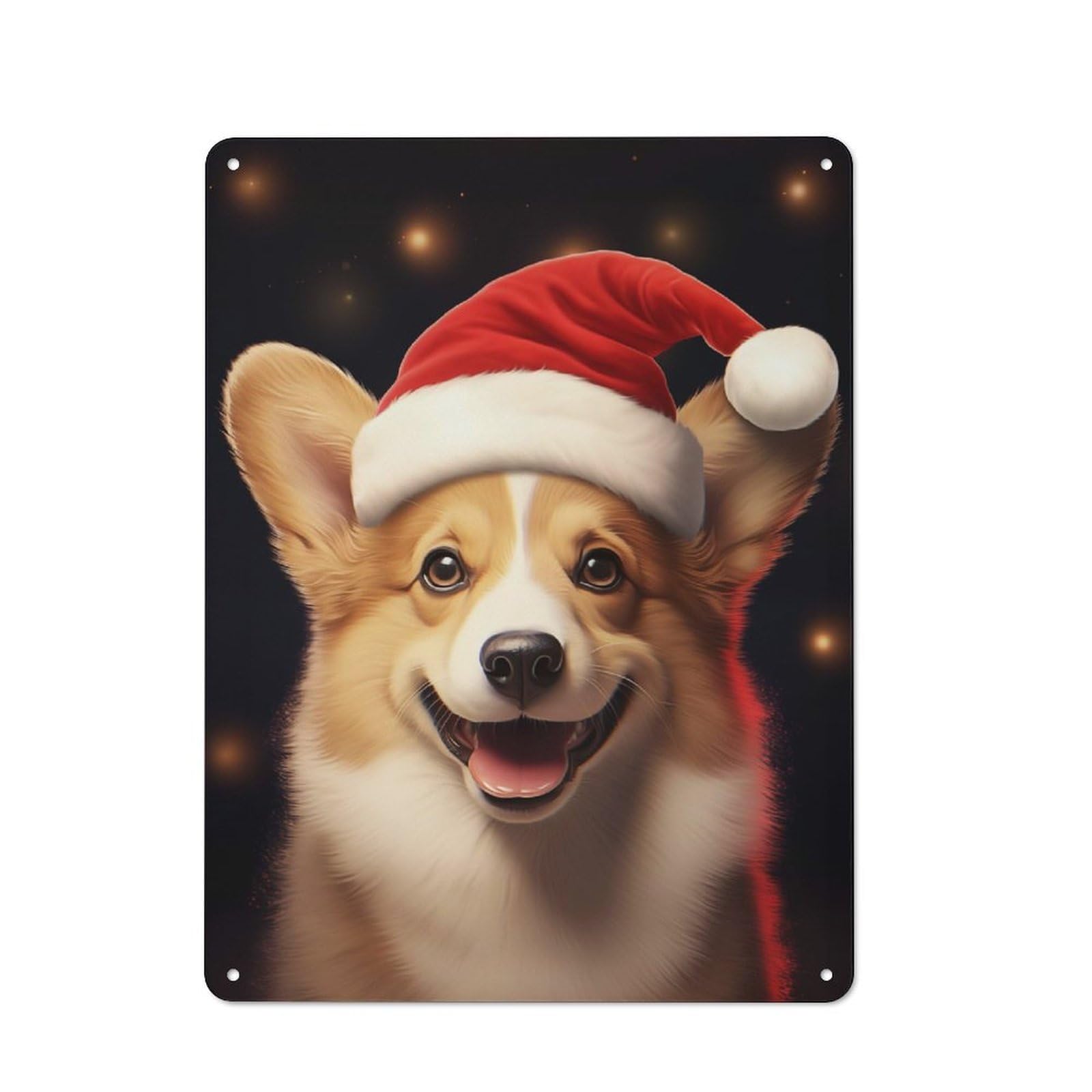 Junmoney Xmas Corgi Wall Art Rustic Metal Sign 40X30cm For Lounge Or Reading Corner, For Reading Corner Decorators