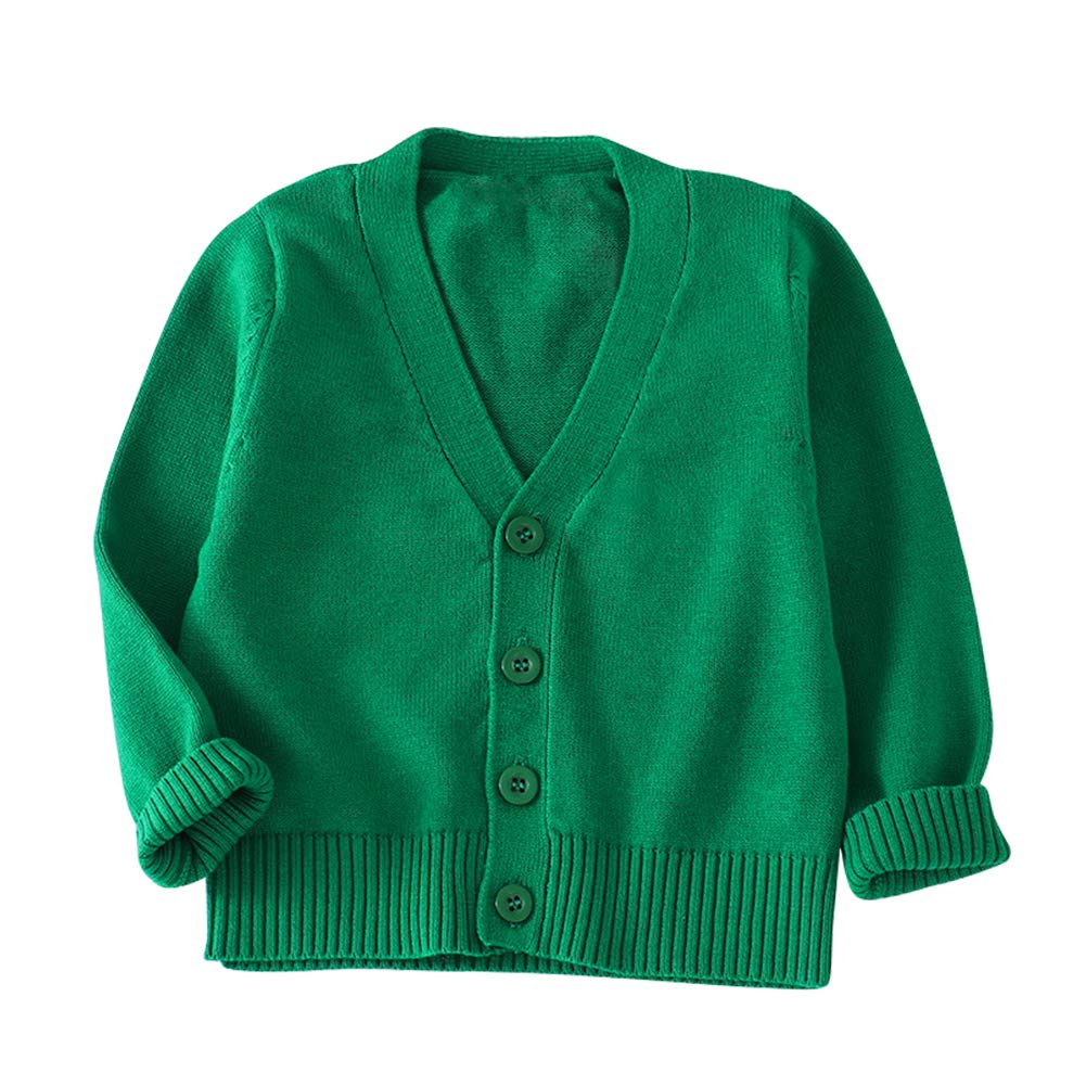 Unisex Boys Girls Cardigans Sweater V-Neck Long Sleeve School Uniforms Button Knit Tops