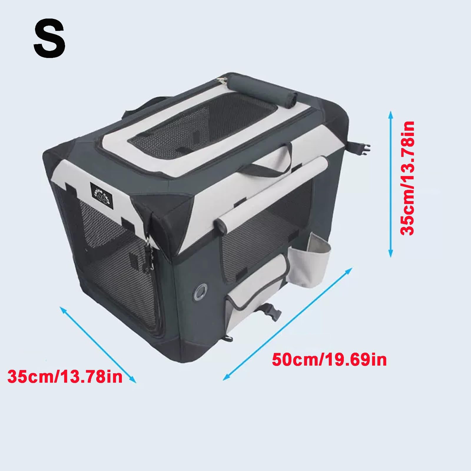 Trasportino Gatto Portatile Supporta Fino a 40 Kg Struttura in Acciaio, Tessuto Oxford 600D Impermeabile e Resistente ai Morsi, Transportino per Cani Auto(S)