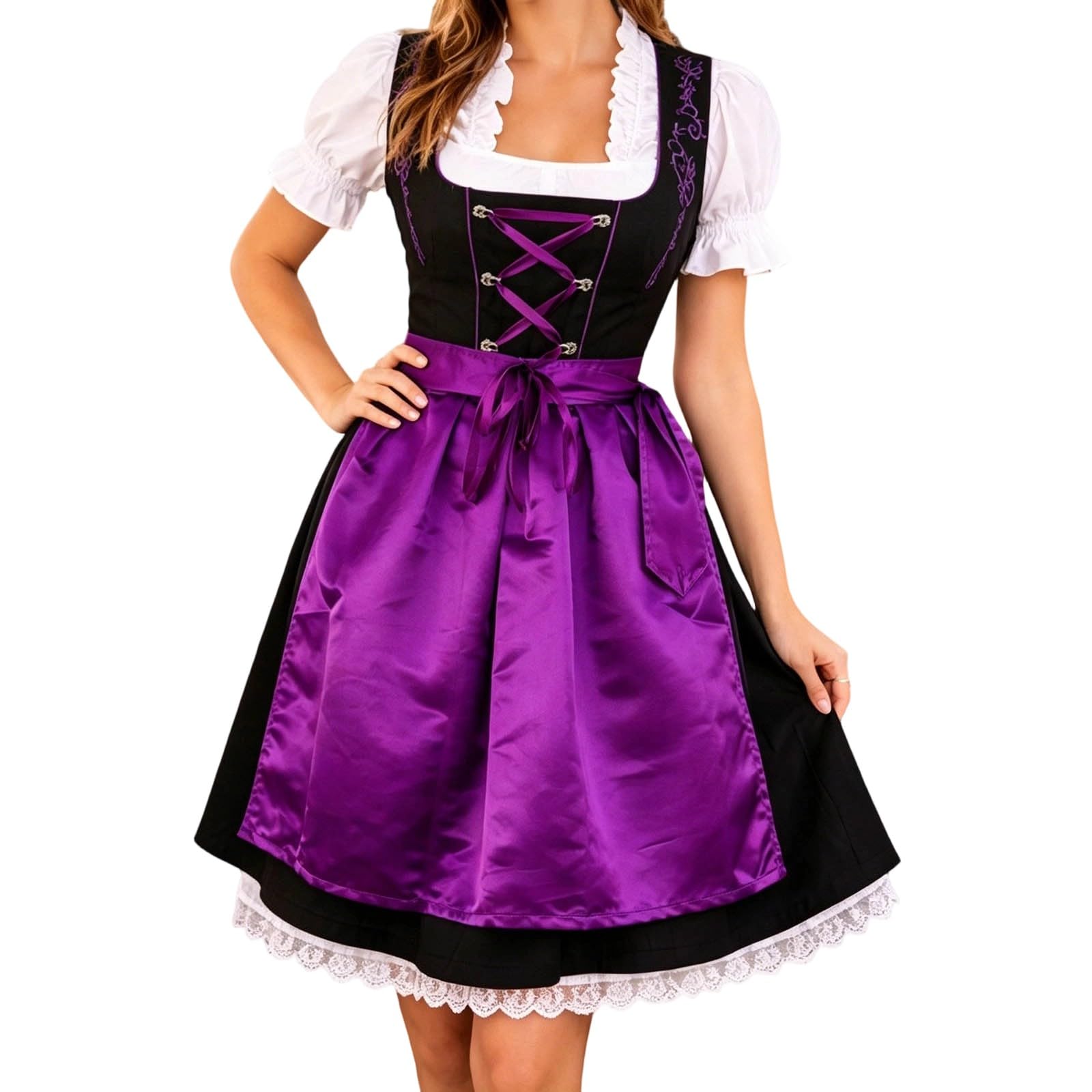 Vestito Tirolese Donna Dirndl Lungo Abiti da Cerimonia Donna Costume Bavarese Abito Tradizionale Cerimonia Elegante per Signore – di Ispirazione Palatina Tracht Oktoberfest