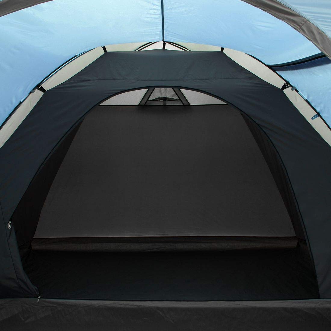 your GEAR Zelt Tivano - Kuppelzelt für 3 oder 5 Personen, Campingzelt mit Wohnraum und Fenstern, UV 50+ Sonnenschutz, dunkle Schlafkabine, Blau Grau, 5 Mann Version mit Stehhöhe und Seiteneingang