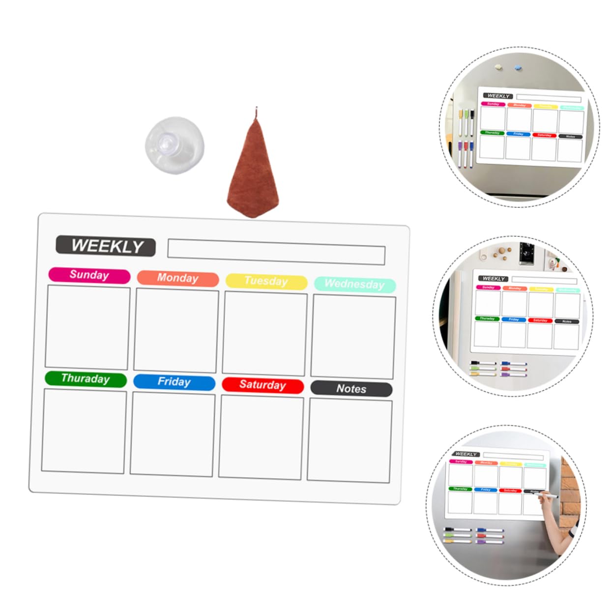 TEHAUX 5 Set bacheca magnetica agenda settimanale frigo magnetico tampone lavagne cancellabili planner settimanale lavagna magnetica agenda giornaliera tavola del pianificatore plastica