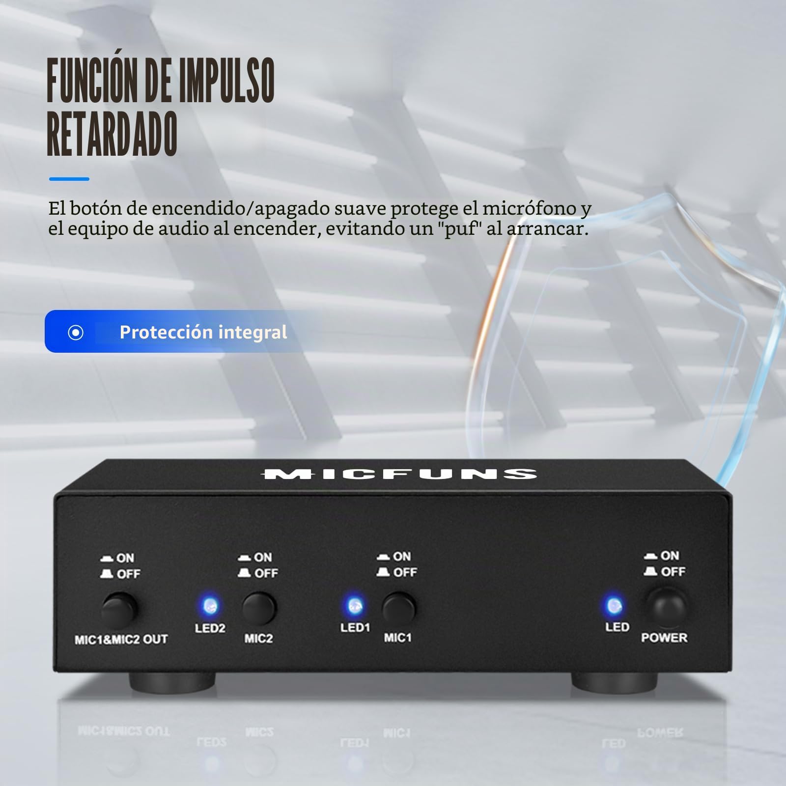 MC2 - Fuente de alimentación Phantom 2 canales 48 V cable de audio 3,5 mm para interfaz de audio micrófono condensador equipo grabación música