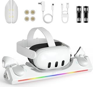 Meta Quest 3/3S Charging Dock - Magnetic Station for Headset & Controllers w/ 2100mAh Batteries, USB-C, LED Indicators