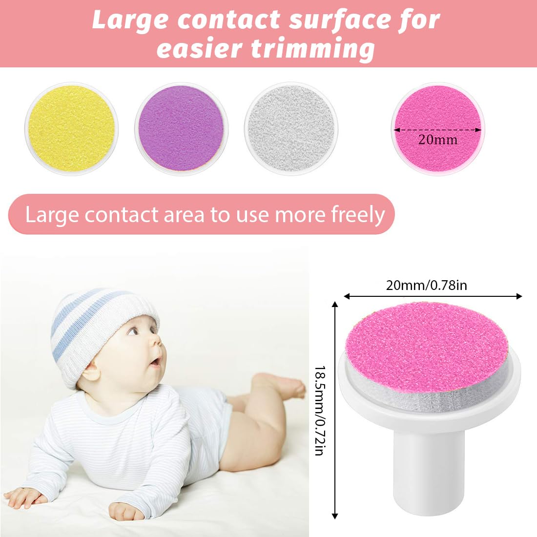 JEYORZY 12 Pièces Lime à Ongles Électrique pour Bébé Tampons de Rechange pour Coupe-Ongles Kit de Coupe Ongle Bebe Têtes de Meulage Remplacables pour Nouveau Né Enfant et Adulte Orteils