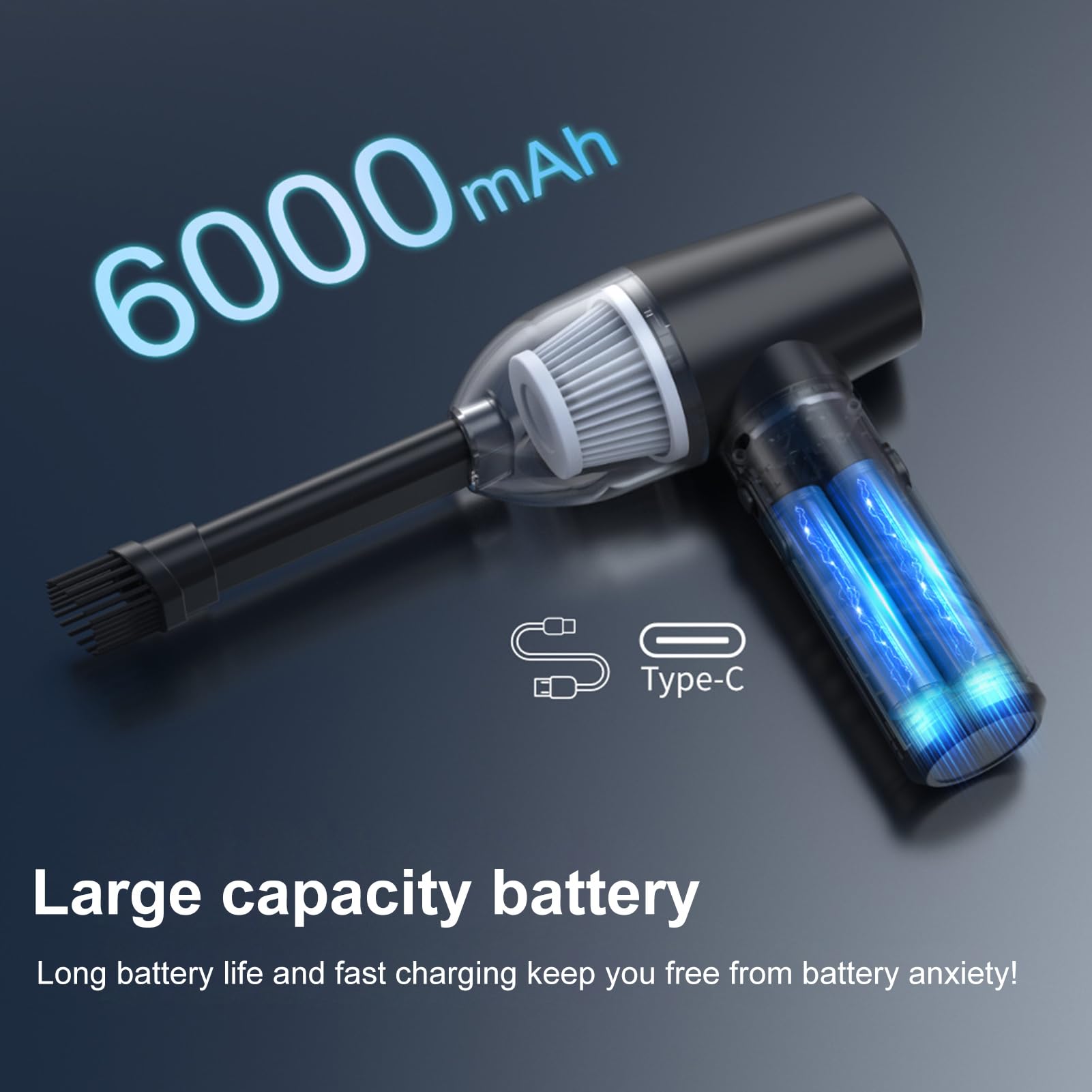 Aspiradora de Mano para Automóvil, Tiempo de Ejecución de 30 Minutos, Aspiradora Portátil de 3 Velocidades Inalámbrica con Múltiples Boquillas para Limpieza (VC43 3 en 1 Succión Soplar e