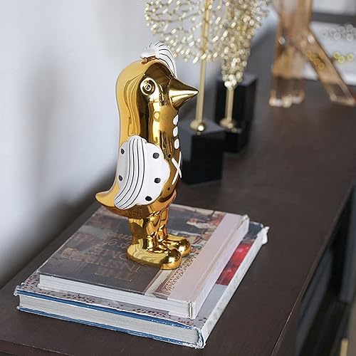 Miniatura 5 de SHUTING2020 Chinese feng Shui Statue Sculpture Animal Desktop Sculpture Golden Abstract Resin Penguin Decoration Statue Home Decoration Gift Desktop