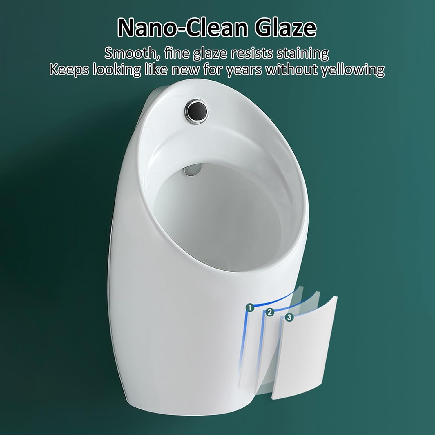 Commercial Washout Urinal Induction Adult Urinal Modern Wall-Mounted Ceramic Urinal Universal Washout High Efficiency Urinal for Small Bathrooms Restrooms