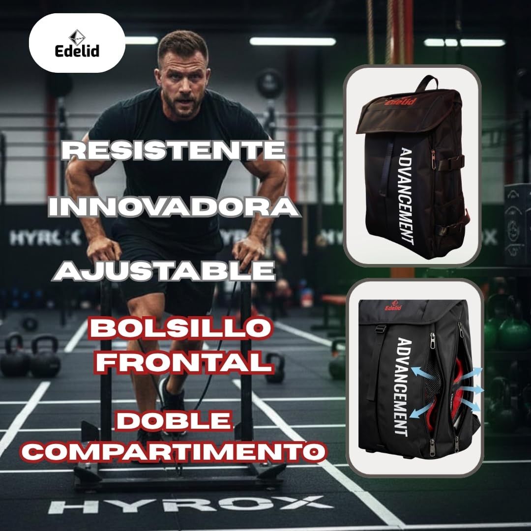Advancement - mochila hyrox con zapatillero, mochila Deporte, Alta Resistencia, Compartimento Smart, bolsa Gimansio unisex mujer y hombre, versátil para crossfit, gym, padel, futbol, Basquet... — view 9