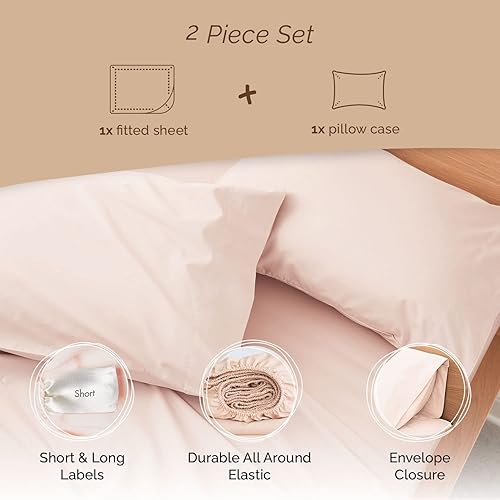 Miniatura 3 de Everyday Sábana bajera ajustable de percal y 1 funda de almohada sin sábana plana o superior, 100% algodón, bolsillo profundo de 15 pulgadas,