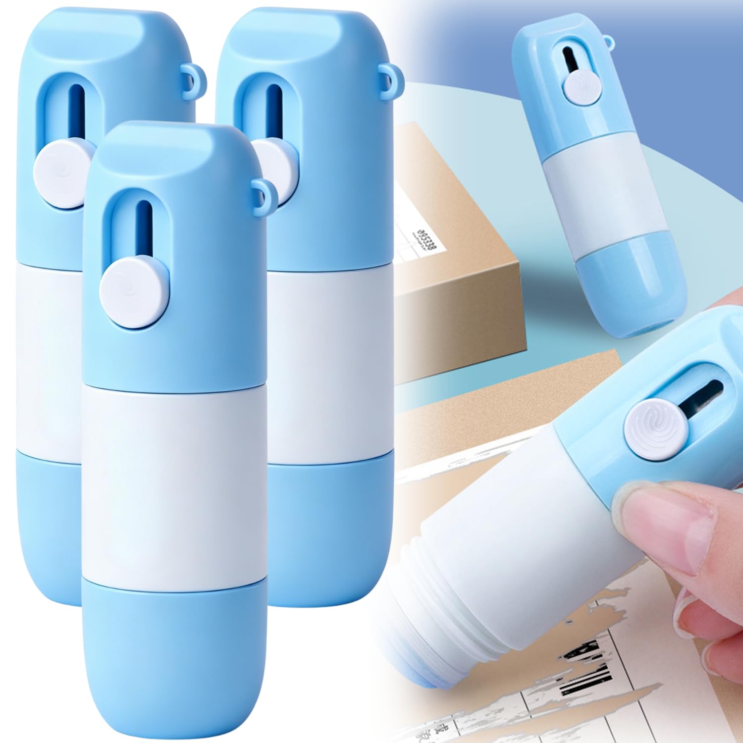 2-in-1 Box Cutter & Thermal Paper Eraser, Thermal Paper Eraser, 2 in 1 Privacy Wipe Box Cutter, Thermals Paper Correction Fluid, Water-Based Thermals Papers Data Protection Fluid Erasers Pen (3PC)