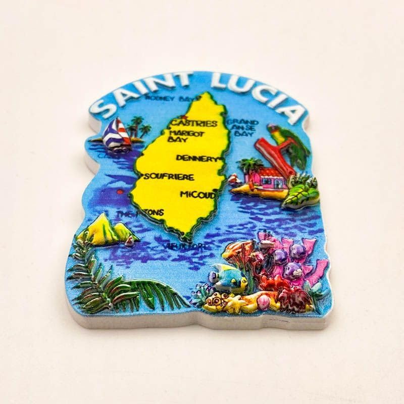Imán para nevera 3D resin Saint Lucia multicolor miniatura 2
