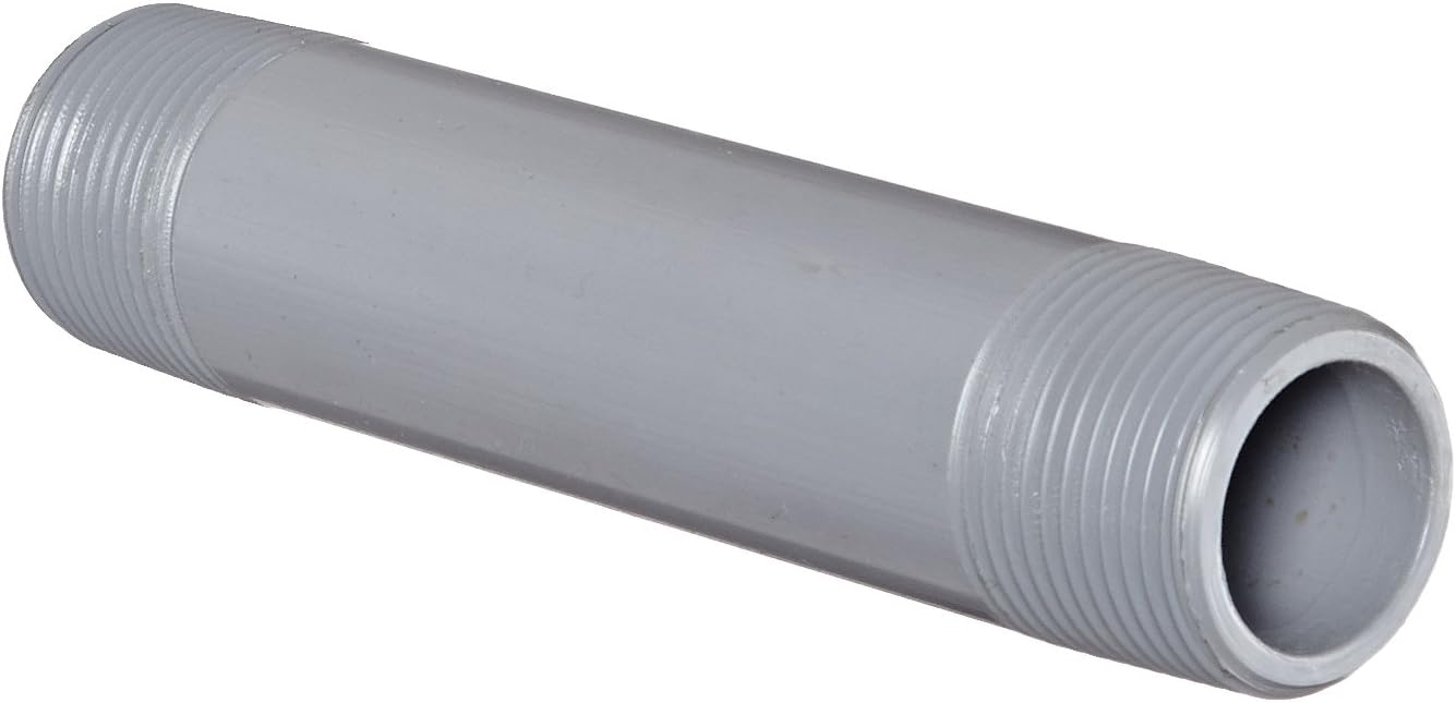 CPVC Pipe Fitting, Nipple, Schedule 80, Gray, 6" Length, 1" MPT