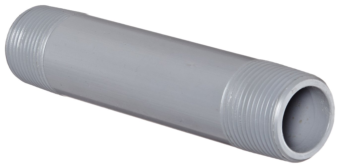 GF Piping Systems CPVC Pipe Fitting, Nipple, Schedule 80, Gray, 5" Length, 1" MPT