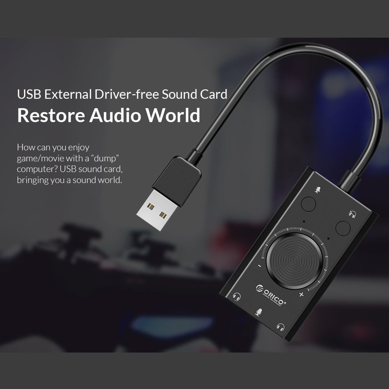 docooler SC2 Scheda audio USB Cuffie esterne PC desktop Notebook Convertitore audio Volume regolabile Plug and Play senza driver