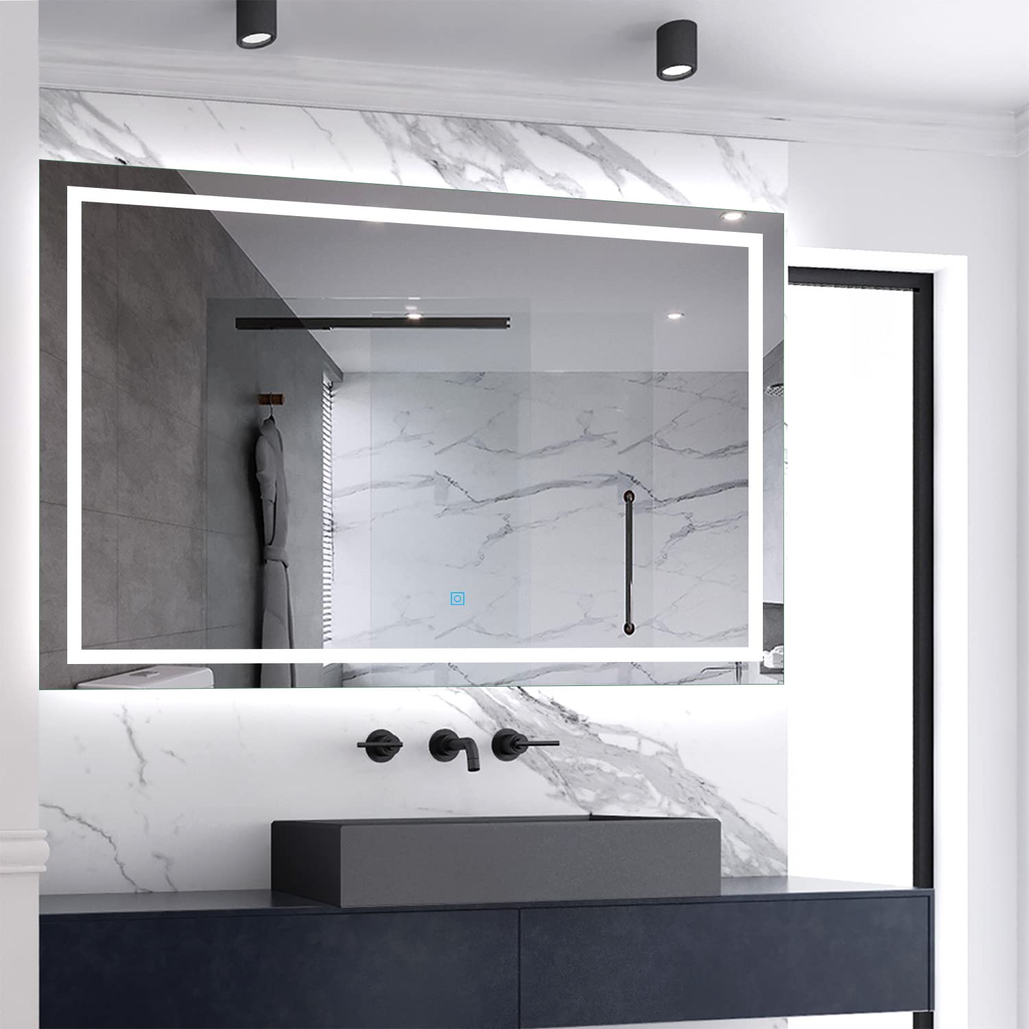 Skybathroom 1500x800mm LED Illuminated Bathroom Mirror with Demister Pad|Wall Mounted|Anti-fog|Touch Sensor|IP44|Wall Vanity Mirror