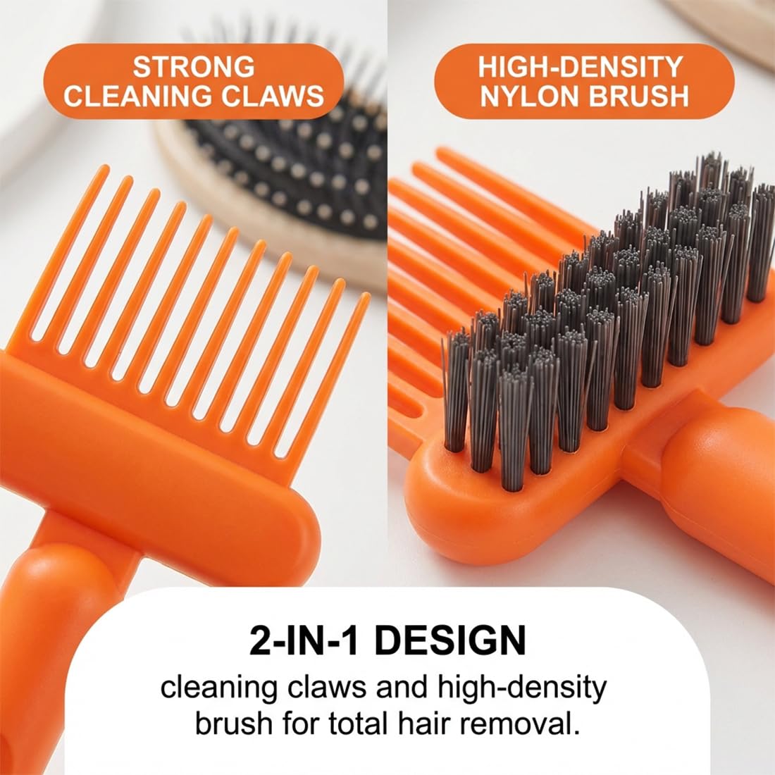 2 Piezas Herramienta Limpiadora de Cepillos para el Cabello, 2-en-1 Cepillo Limpiador de Peines, Elimina Cabello y Polvo para Uso en Casa y Salón - 3