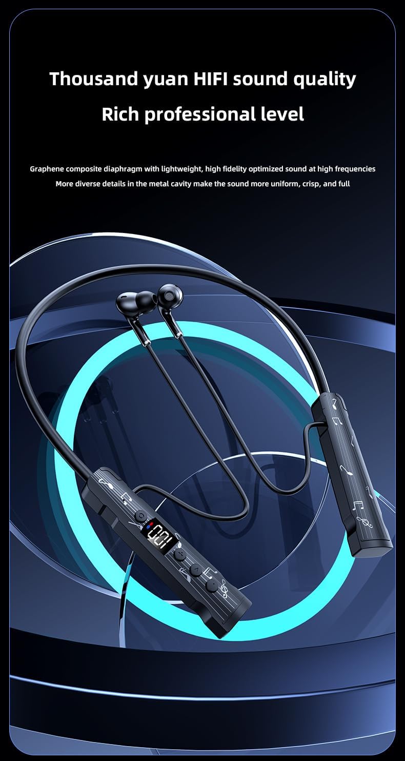 Wireless Earbuds Neckband Bluetooth 5.4 Headphones,Pop Up Memory Card Slot & Noise Cancelling Mic,HiFi Stereo Deep Bass Earphones Single Battery Life 50H for Sports/Music/Phone Call,Pink