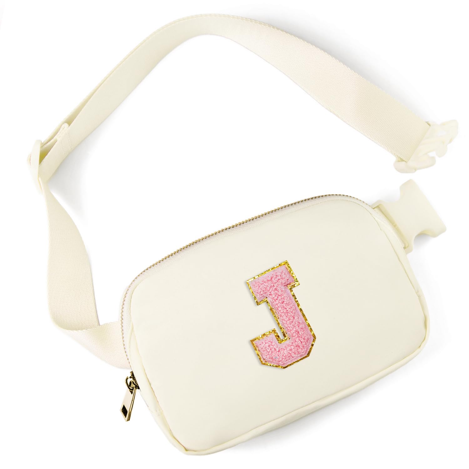 Gitus Personalized Gifts Birthday Gifts for Girls Fanny Pack Cross Body Bags with Initial Letter Preppy Stuff Gifts for Her Girlfriend Wife Sister Friends Mom (Ivory-J)