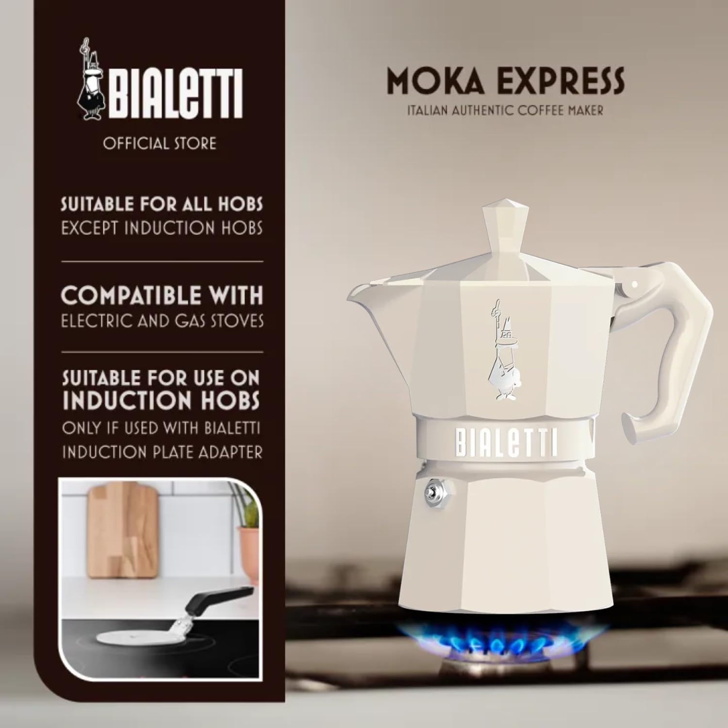 Bialetti Moka Exclusive 3 Tassen beige