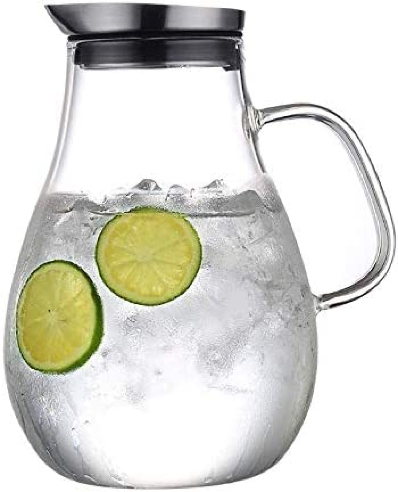 Dzbanek szklany 2,5 l z pokrywką, dzbanek z karafką na wodę do gorącej/zimnej wody, dzbanek ze szkła borokrzemowego odpornego na wysoką temperaturę, dozownik wody, szklany dzbanek bez kapani