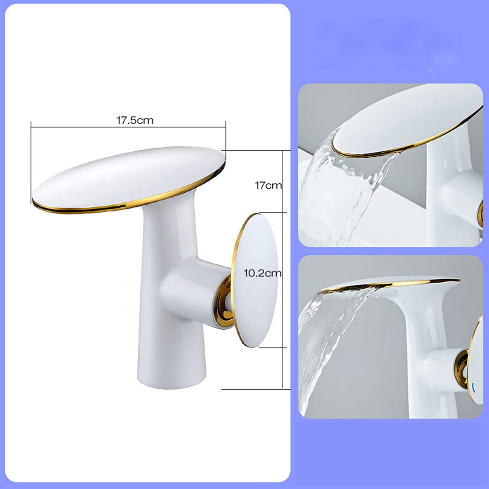 Rubinetto per lavabo a Cascata, Rubinetti per lavabo 1 Foro, Rubinetto per lavabo con Maniglia Singola, Rubinetto per lavabo a Vasca, Rubinetto per lavabo in Oro Bianco per lavabo, Miscelatore per