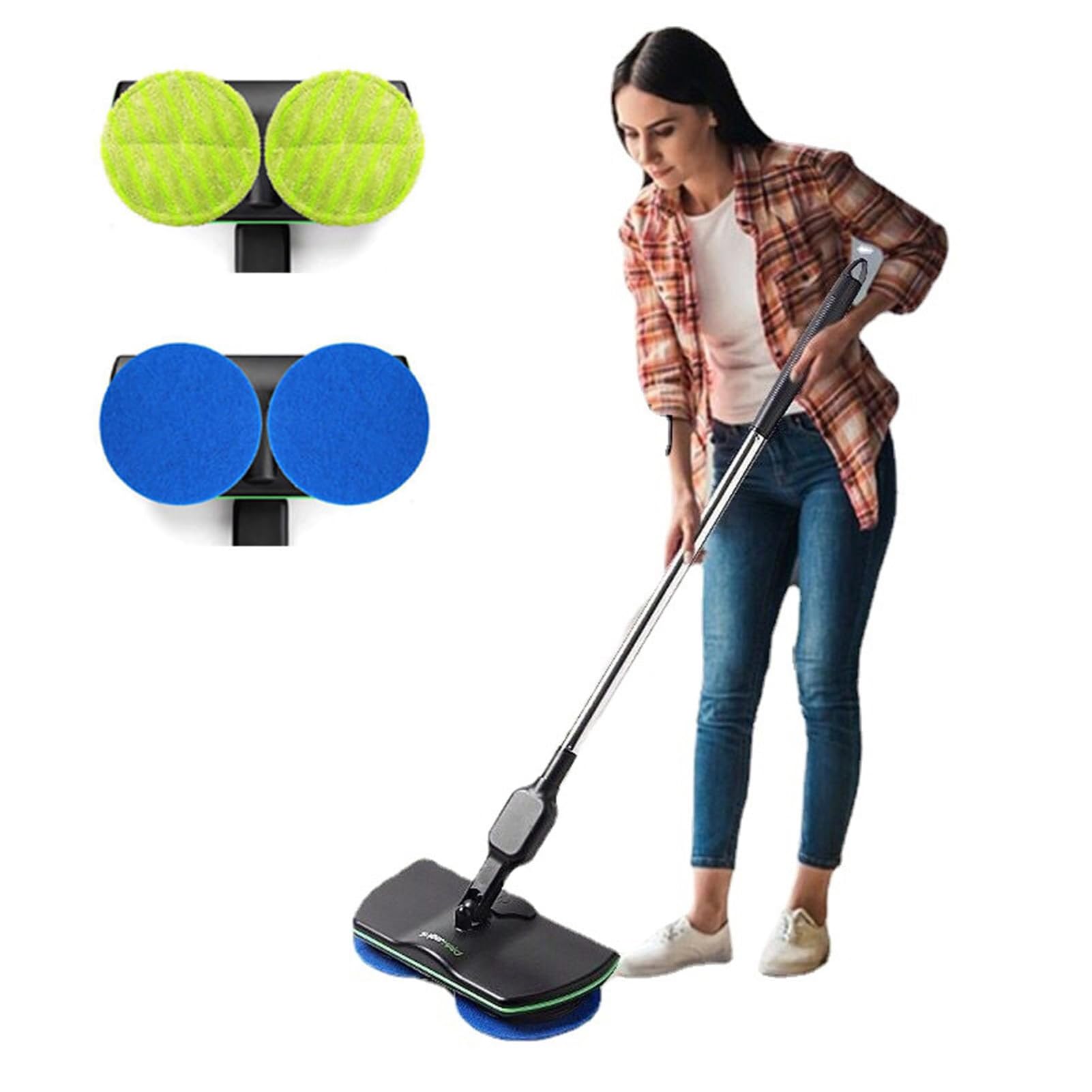 Mop Girevole Elettrico di Pulizia,Rotante Lucidatrice Pulitore da Pavimento con Macchina di Mop Pad Microfibra Uso Domestico,Leggero e Ricaricabile