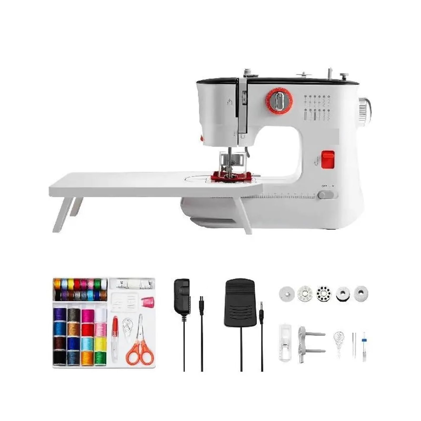 Máquina de Coser portátil de Doble Velocidad para el hogar, Bricolaje, 12 Puntadas incorporadas y reversa, con Mesa de extensión de Pedal, 42 Accesorios, Potente, silenciosa y Estable.