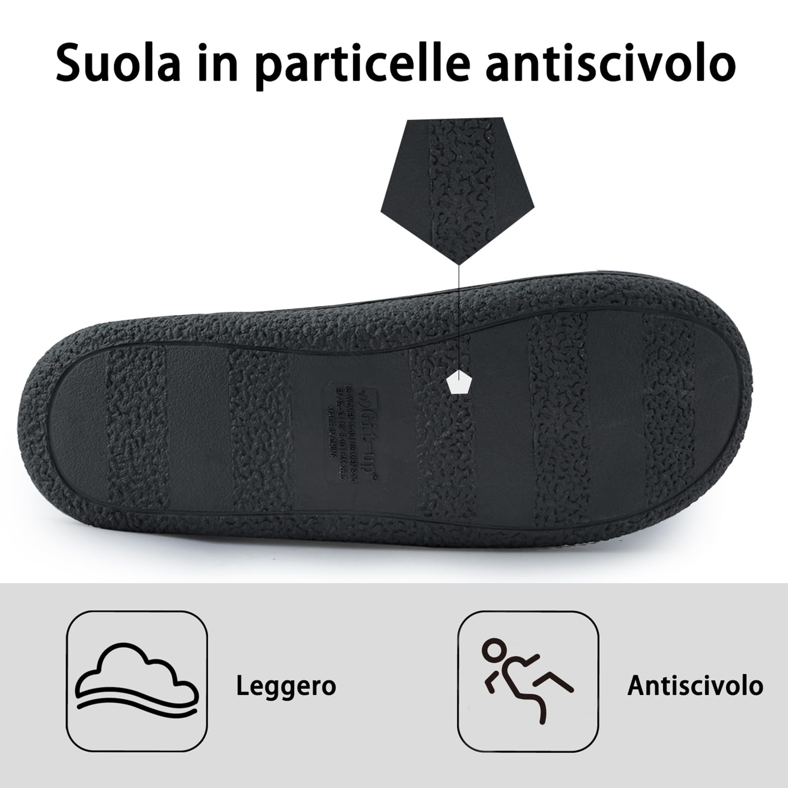 Git-up Pantofole da per Uomo Donna Morbido Memory Foam Morbido Caldo Suola Antiscivolo Scarpe da Casa per Interno Esterno