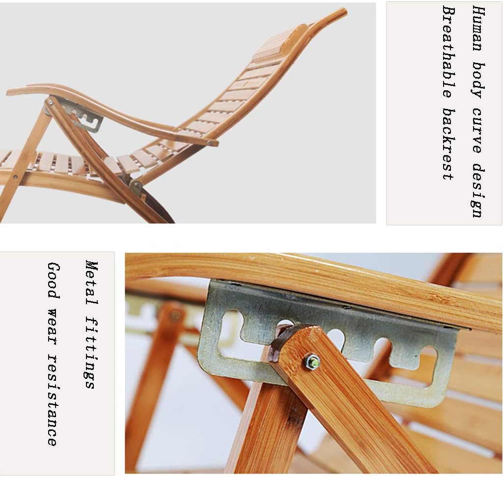 N / A Bamboo Rocking ChairFolding Chair, Adjustable Footrest Bamboo Rocking Chair, Wooden Outdoor Elderly Park Leisure Back Chair