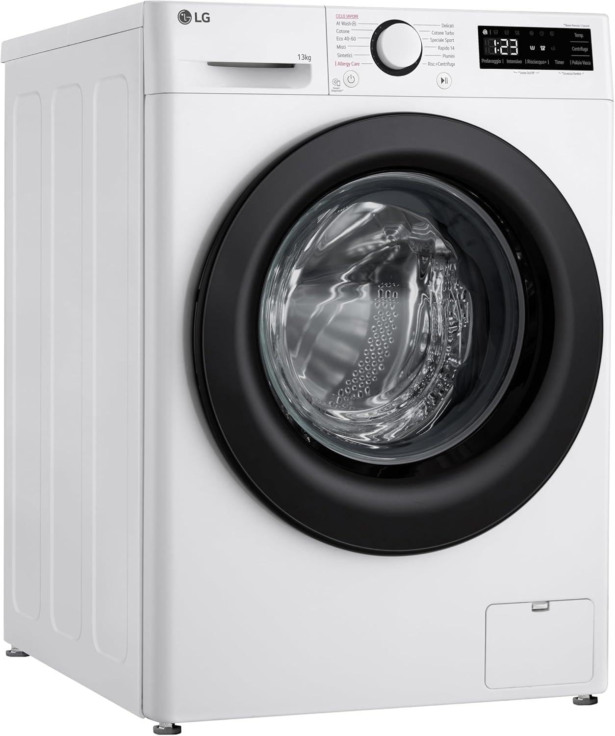 LG AI DD F4R3013NSWB Lavatrice a Carica Frontale 13kg Serie R3, Classe A-20%, 1400 giri, AIWash, Lavaggio a vapore, Motore Direct Drive, Cestello a bolle, Smart Diagnosis, Libera installazione, Bianca