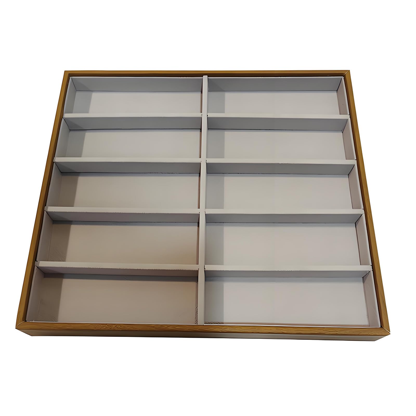 ZEPFJHE Sunglass Box Eyeglass Showcase Tray Shop Counter Display Organiser with Wood Base and Velvets Cushioned Dividers Sunglasses Display Stand