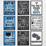 9 Pieces Video Game Themed Wall Art Print Poster, Game Themed Art Sign Print Room Wall Decoration...