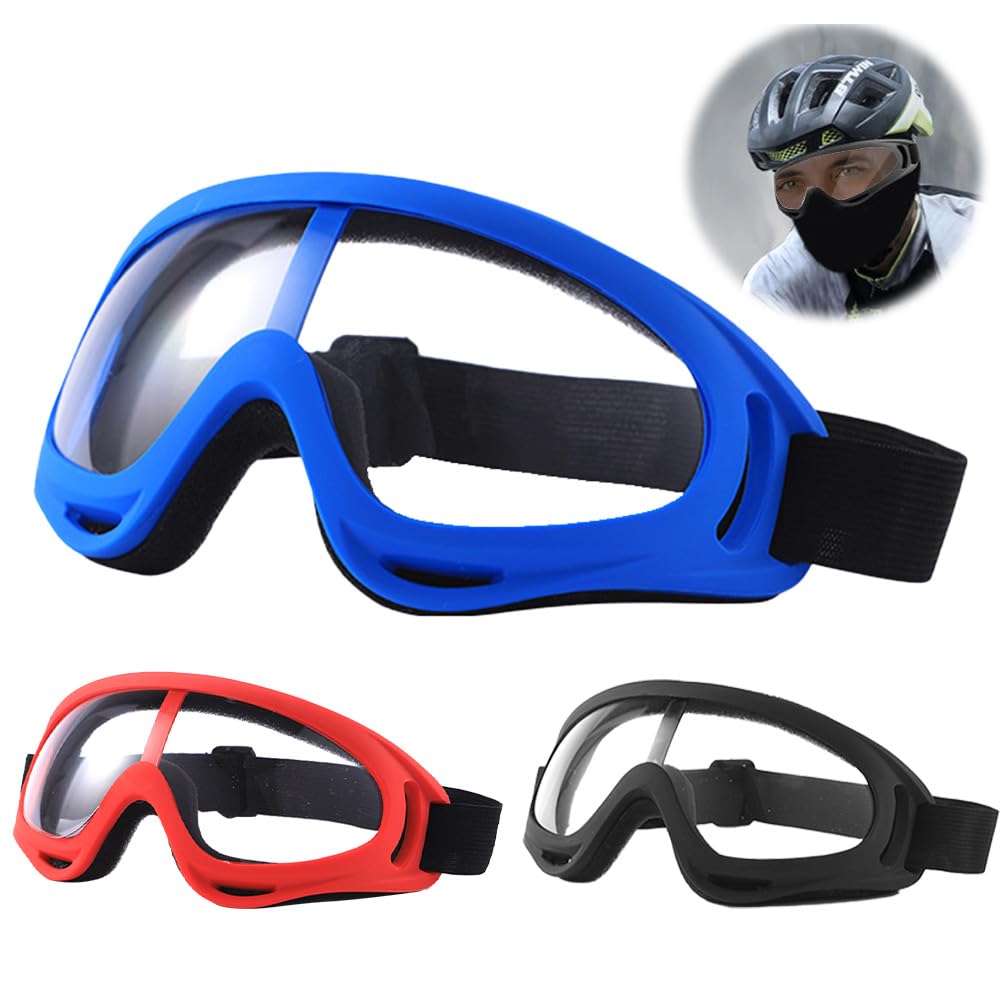 HIULLEN 3PCS Gafas de seguridad para niños, Gafas de Bicicleta Resistentes al Viento para niños, Gafas Seguridad Transparentes para Trabajo con protección UV para laboratorio ciclismo esquí montañismo