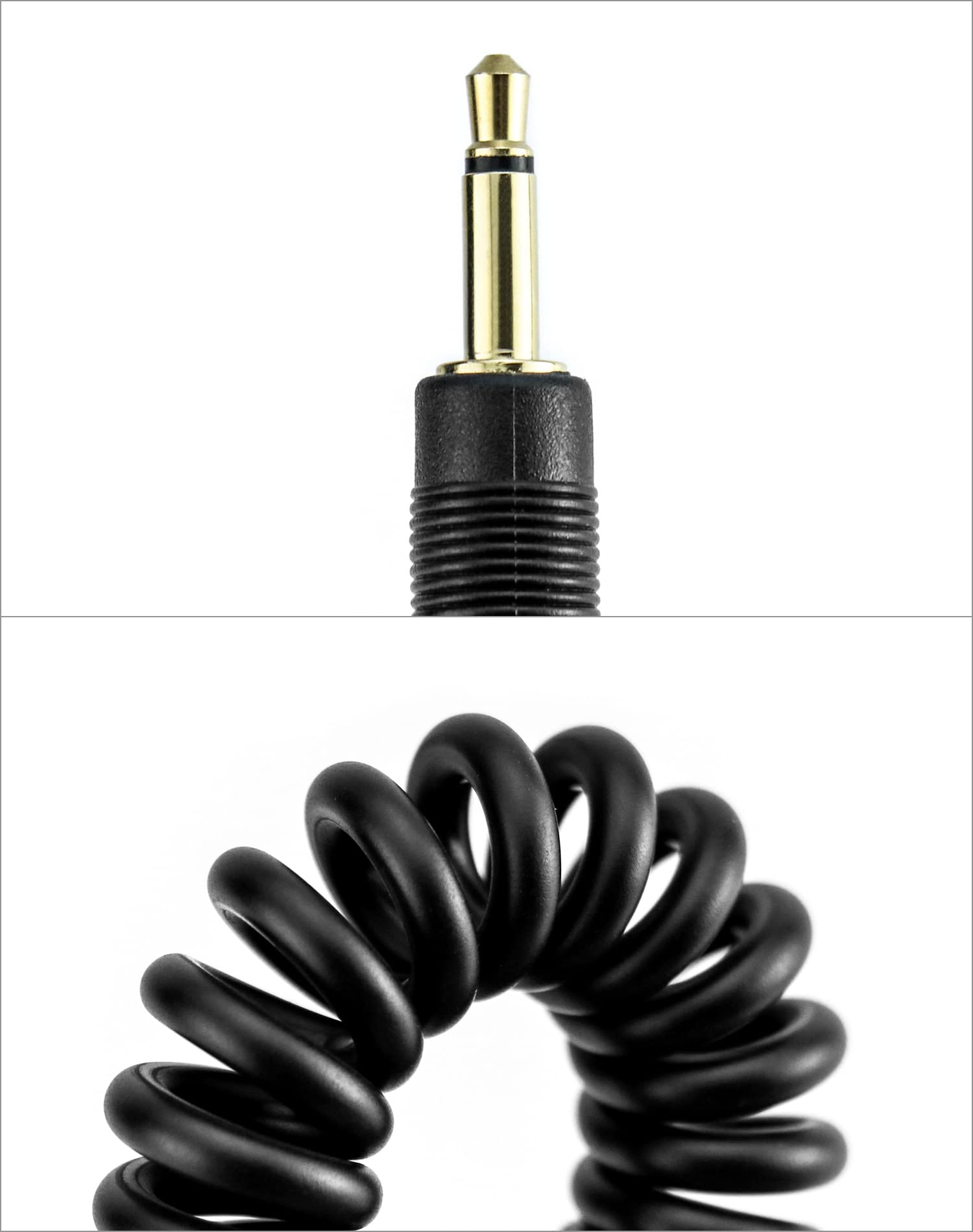 QWORK® Kabel do synchronizacji Flash PC 3.5mm Jack 30cm-105cm Kabel spiralny, kompatybilny z Nikon Canon