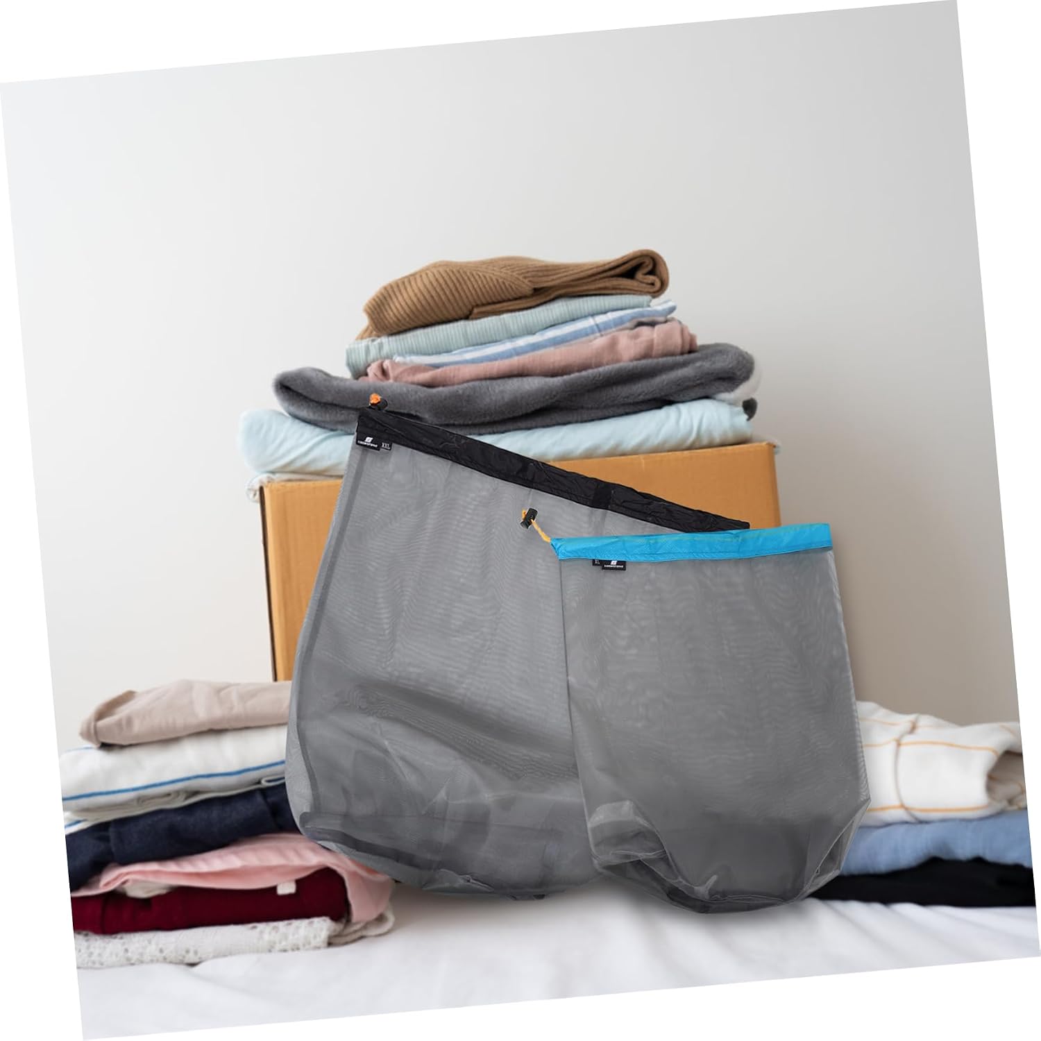 1set Outdoor Sports Camping Hammock Storage Mesh Drawstring Bag for Travel Clothes Sleeping Bag - Polyester Compression Sack