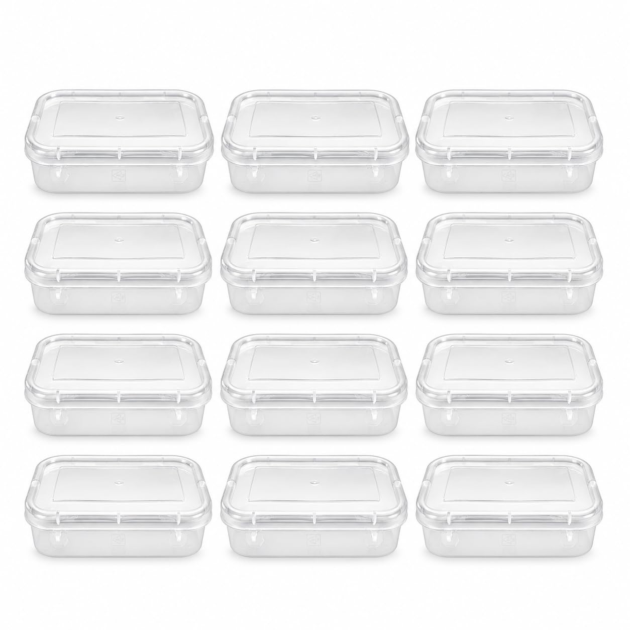 Transparent Plastic Storage Box & Organiser Set of 12 with Lid, Multipurpose Mini Containers for Kitchen, Jewellery, Medicine, Beads, Crafts, Cosmetics, Stationery & Small Items, 11 × 7 × 3 cm-image-42