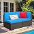 Devoko 2 Pieces Patio Furniture Sofa Sets Outdoor All-Weather Sectional Corner Sofa and Armless Sofa (Blue)