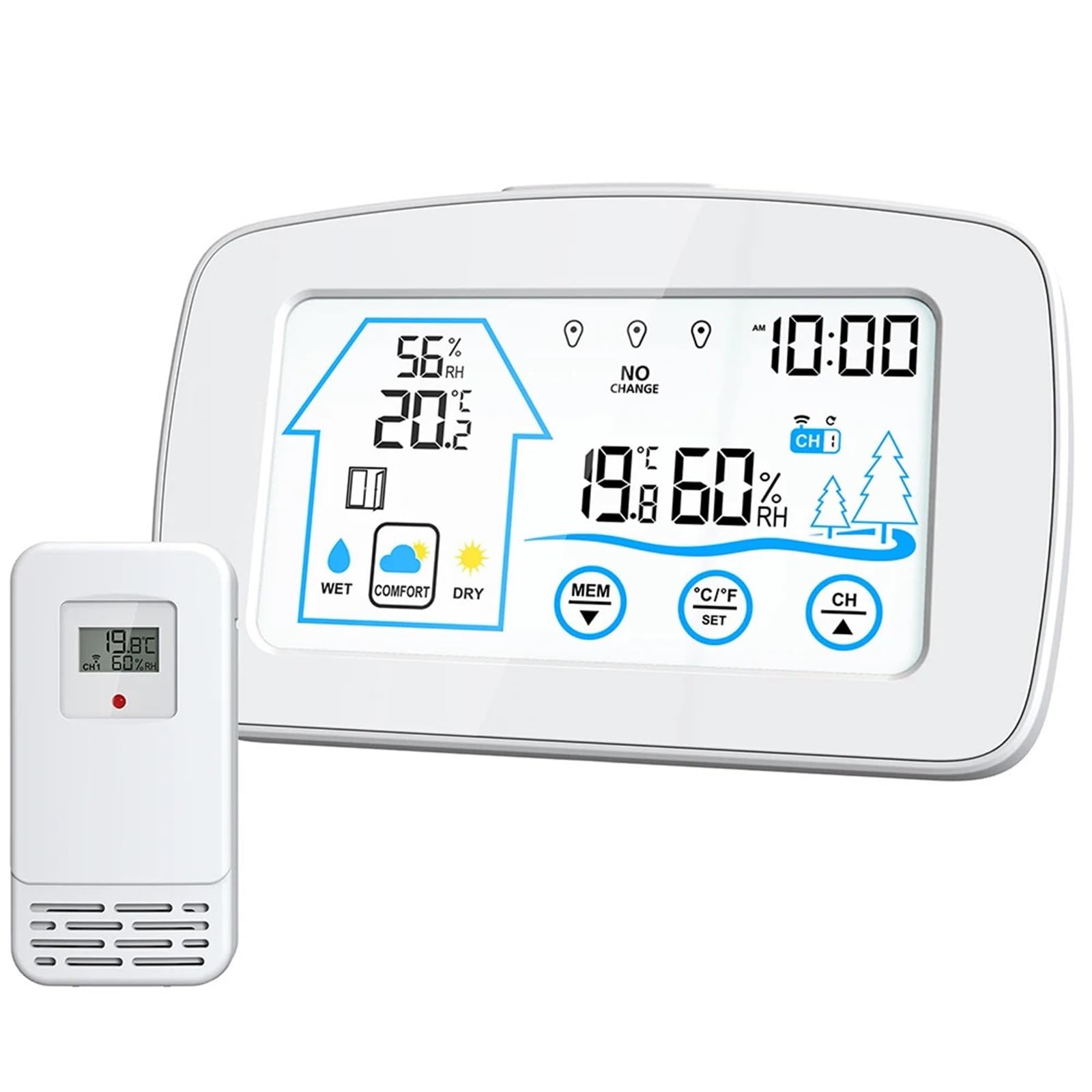 46023 stacja pogodowa, monitor wilgotności i temperatury, bezprzewodowy termometr wewnętrzny i zewnętrzny, elektroniczny zegar ścienny do domu i ogrodu, 46023
